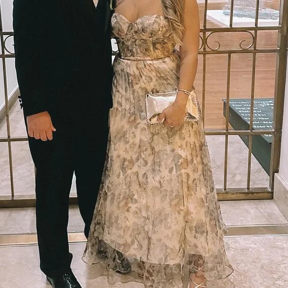 Most Beautiful Day Ivory Multi Floral Print Organza Maxi Dress - Picture 5 of 6